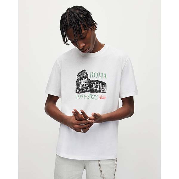 Allsaints Australia Mens Roma Crew T-Shirt White AU07-805